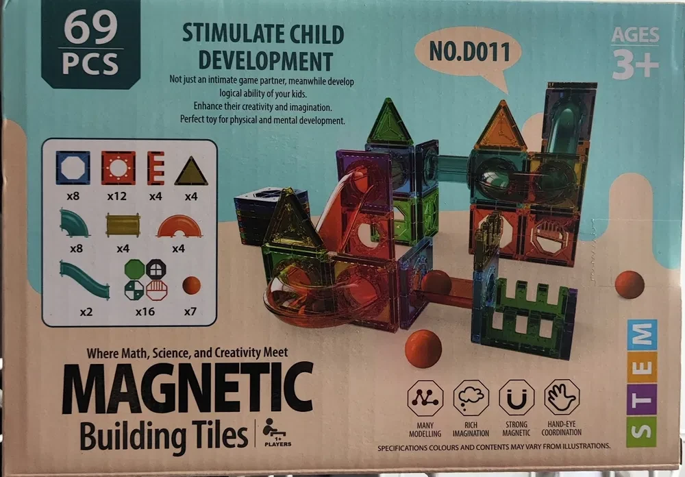 Конструктор магнітний D011 з кульками 69деталей Magnetic швидка відправка, фото 1