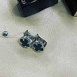 Срібні сережки конюшина зелені д.10, фото 5