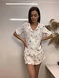 Мусліновий костюм, рубашка шорти у принт сердечко, S- XL, фото 2