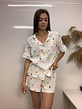 Мусліновий костюм, рубашка шорти у принт сердечко, S- XL, фото 4