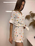 Мусліновий костюм, рубашка шорти у принт сердечко, S- XL, фото 6