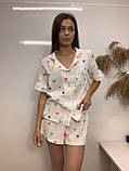 Мусліновий костюм, рубашка шорти у принт сердечко, S- XL, фото 7