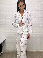 Мусліновий комплект сорочка штани, принтований
