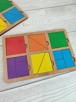 Дерев'яні пазли-вкладиші Склади квадрати. Квадрати Нікітіна 1 рівень