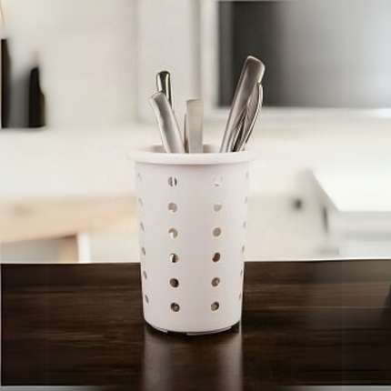 Підставки для столових приладів Підставки для столового приладдя Стакан приладів пластиковий білий, фото 1