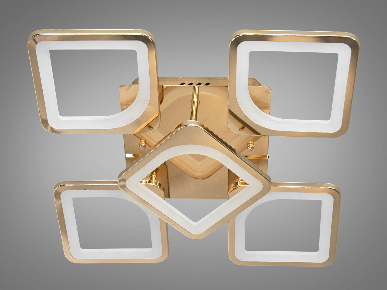 Світлодіодна люстра з квадратами для коридору, золото, 72 Вт, 10 м2 S8060/4+1G