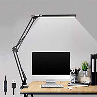 Настільна світлодіодна лампа 10W USB на струбцині (3 режими 3000-6500К)