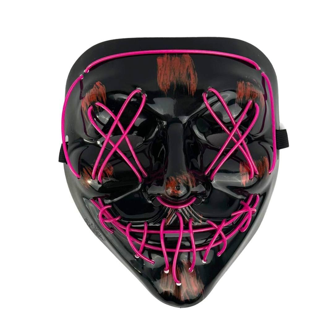 Маска святкова Судна ніч FG23110906 світлові ефекти пластик 20 х 18 см чорний з рожевим, фото 1