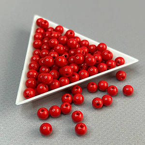 (20 грам) Намистини пластик Ø6 мм - червоний