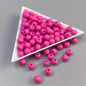 (20 грам) Намистини пластик Ø6 мм - фуксія