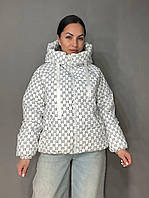 Куртка жіноча Haiziyuan 1630 візерунок середня довжина з капюшоном біла, білий, L