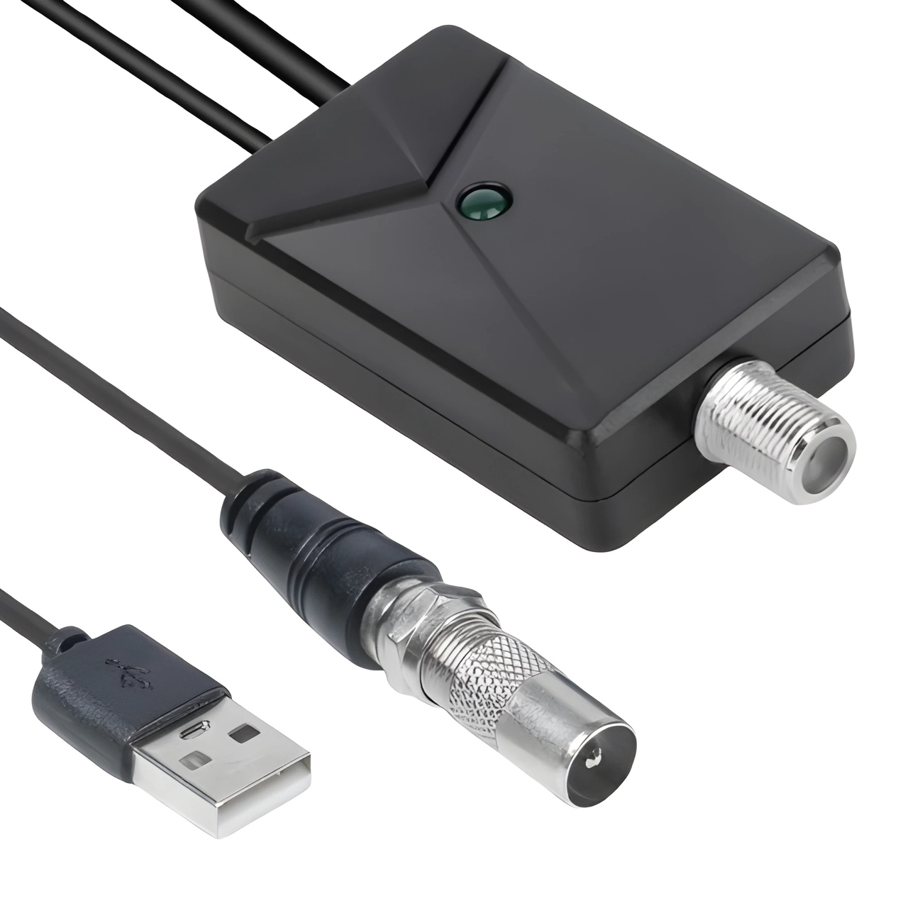 Підсилювач ТВ сигналу для антени DVB-T/T2, підтримка HDTV 4K/1080P, 29dB, в діапазонах VHF/UHF, живлення від USB