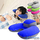 Дорожня надувна Подушка для подорожей з підголовником Silenta (blue) + чохол!, фото 2