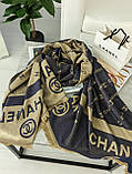 Палантин, Хустка Chanel  Женский Шарф двухсторонний Шанель бежево-синий, фото 3