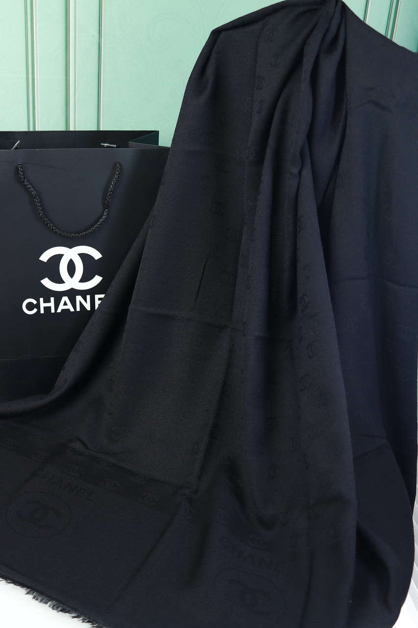 Палантин, Хустка Chanel Женский Шарф двухсторонний Шанель черный