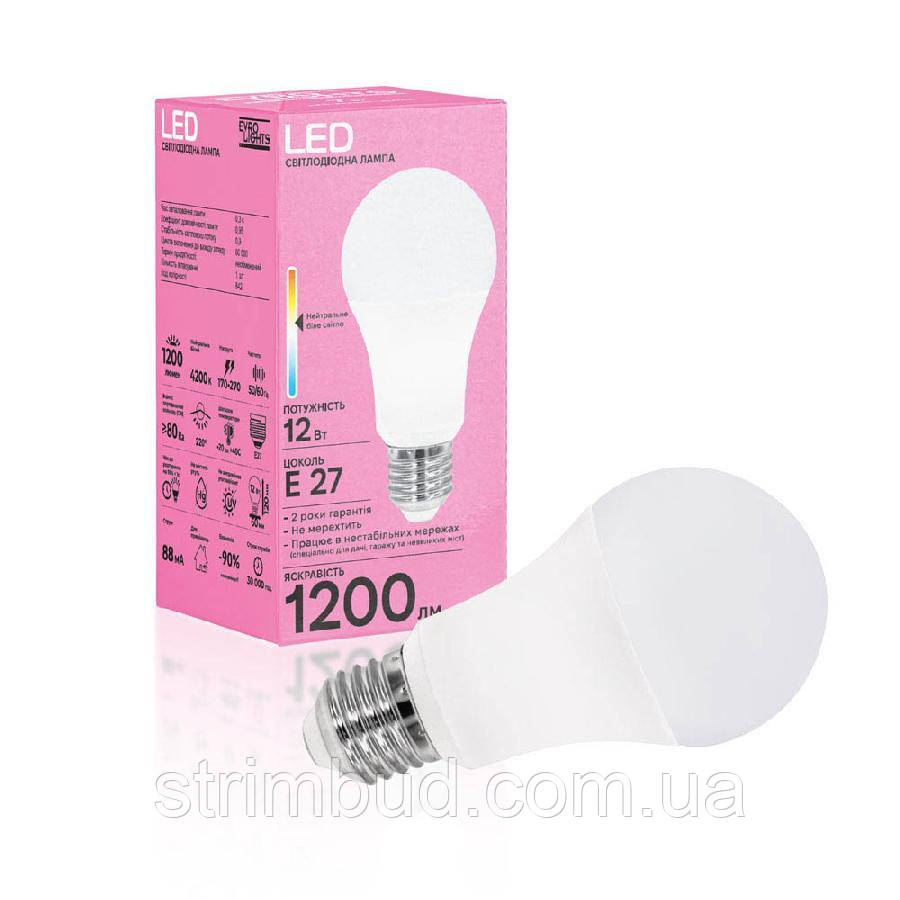Лампа світлодіодна Evro Lights 12 Вт 4200К A-12-4200-27 Е27