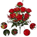 Штучні квіти букет троянди атласні Горобина, 68см, фото 4