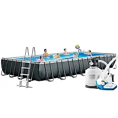 Каркасний басейн Intex 26378, 975 х 488 х 132 см (11 г/год - 10 000 л/год, драбина, тент, підстилка, набір для