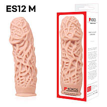 Насадка на член Kokos Extreme Sleeve ES.12 розмір M, потовщує, стимулює рельєф, фото 5