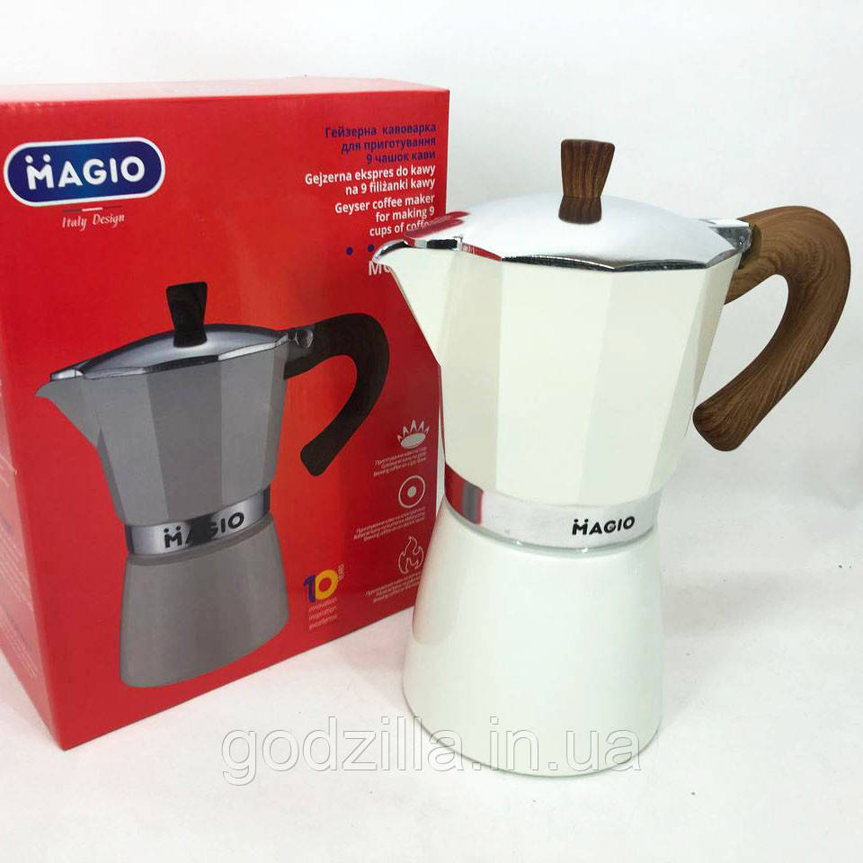 Гейзерна кавоварка Magio MG-1009 450 мл, гейзерна турка для кави, кавоварка гейзерного типу, фото 1