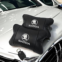Автомобільні подушки 2 шт на підголівник Skoda / Шкода, з натуральної шкіри, стильний аксесуар для вашого авто, фото 6