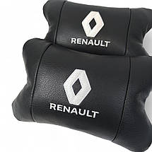 Набір подушок 2шт для авто Renault, натуральна шкіра, на підголівник у машину з логотипом Рено, фото 6
