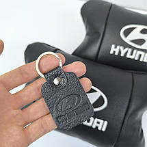Набір подушок для авто Hyundai 2шт, натуральна шкіра, чорний колір, комфортні підголовники в автомобіль, фото 6