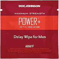 Пролонгуюча серветка з екстрактом Йохимбе Doc Johnson Power + Delay Wipe For Men Кайф
