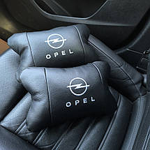 Набір автомобільних подушок 2шт для Opel, натуральна шкіра, стильні чорні підголівники Опель для авто, фото 3