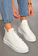 Кросівки жіночі білого кольору на шнурівці 196908M