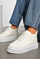 Кросівки жіночі білого кольору на шнурівці 196909M
