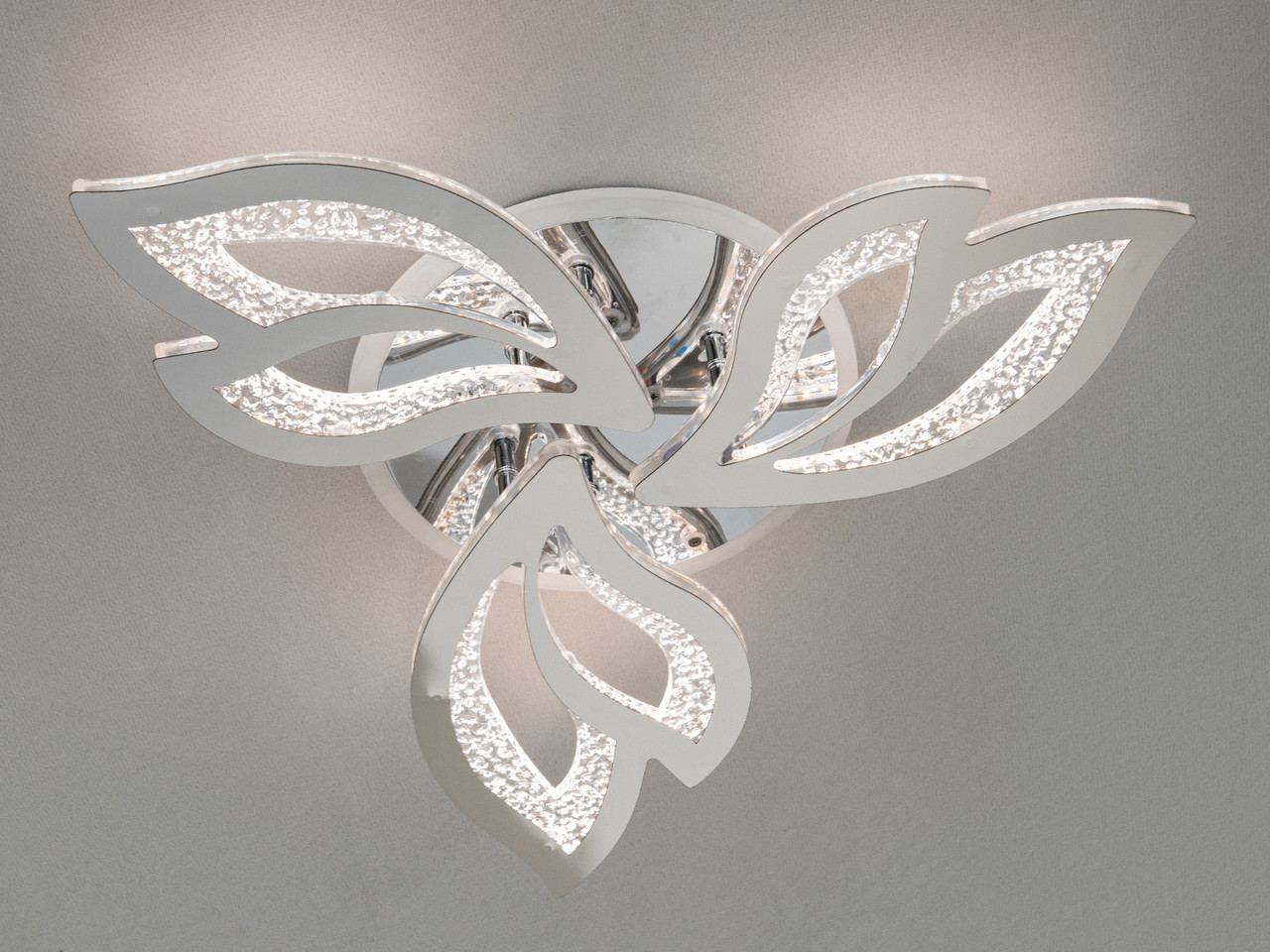 Елегантна світлодіодна люстра для кухні, колір хром, 55 W, з пультом 2455/3HR LED 3color dimmer, фото 1