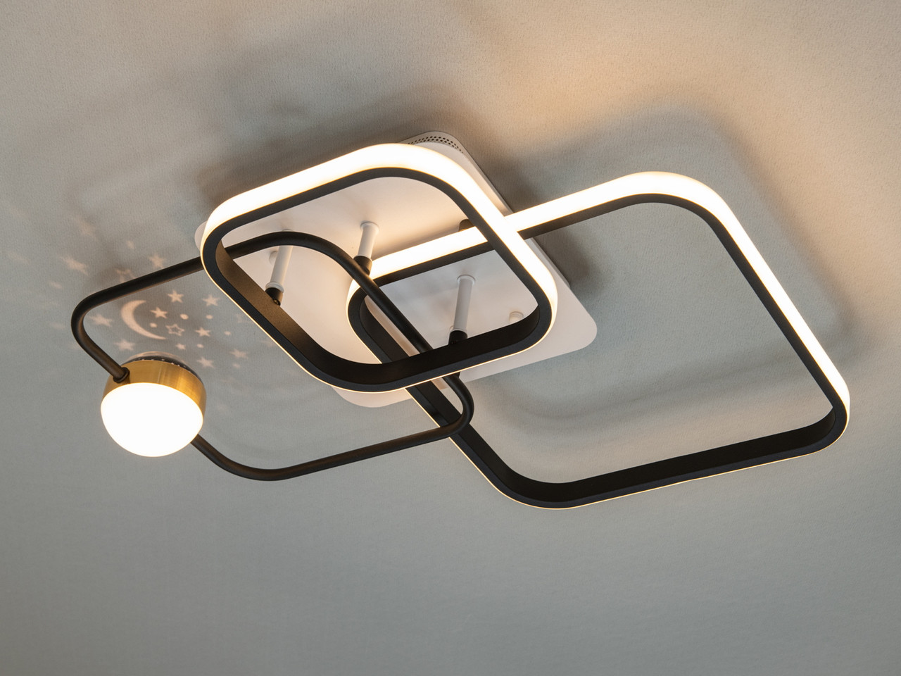 Сучасна світлодіодна люстра для вітальні, біло-чорна, 50 Вт MX2988-3S WH+BK, фото 1