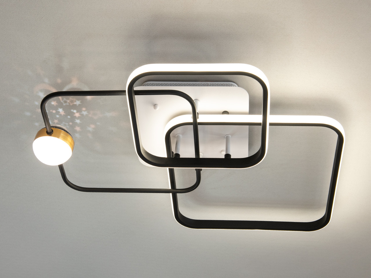 Світлодіодна стельова люстра для офісу, чорно-біла, 60Вт, пульт MX2988-3L WH+BK