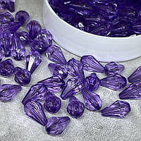Акрилові намистини - Крапелька (гранована), розмір 10*6 мм, фіолетовий, арт 017762, упаковка ~20 грам (~52-56 шт), Фіолетовий