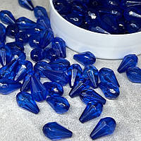 Акрилові намистини - Крапелька (гранована), розмір 10*6 мм, синій, арт 017763, упаковка ~20 грам (~52-56 шт), Синій