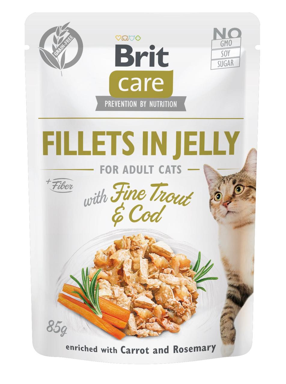Вологий корм для котів Brit Care Cat pouch тріска і форель в желе, 85 г