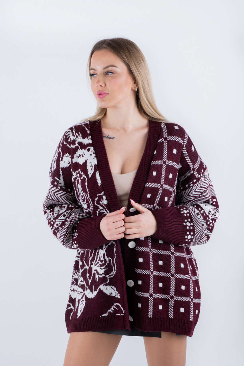 Кардиган з оздобленням бордовий 101936 (2000000142722), фото 1