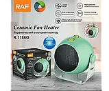 Тепловентилятор керамічний (дуйка) побутовий напольний/настільний для дому та офісу 3 режими RAF R1186G 1800W зелений, фото 8