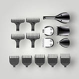 Мужський набір VGR V-106 6 в 1 для догляду за волосами, бородою, триммер для носа, тіла, професійний, 14 насадок, LED дисплей, фото 3