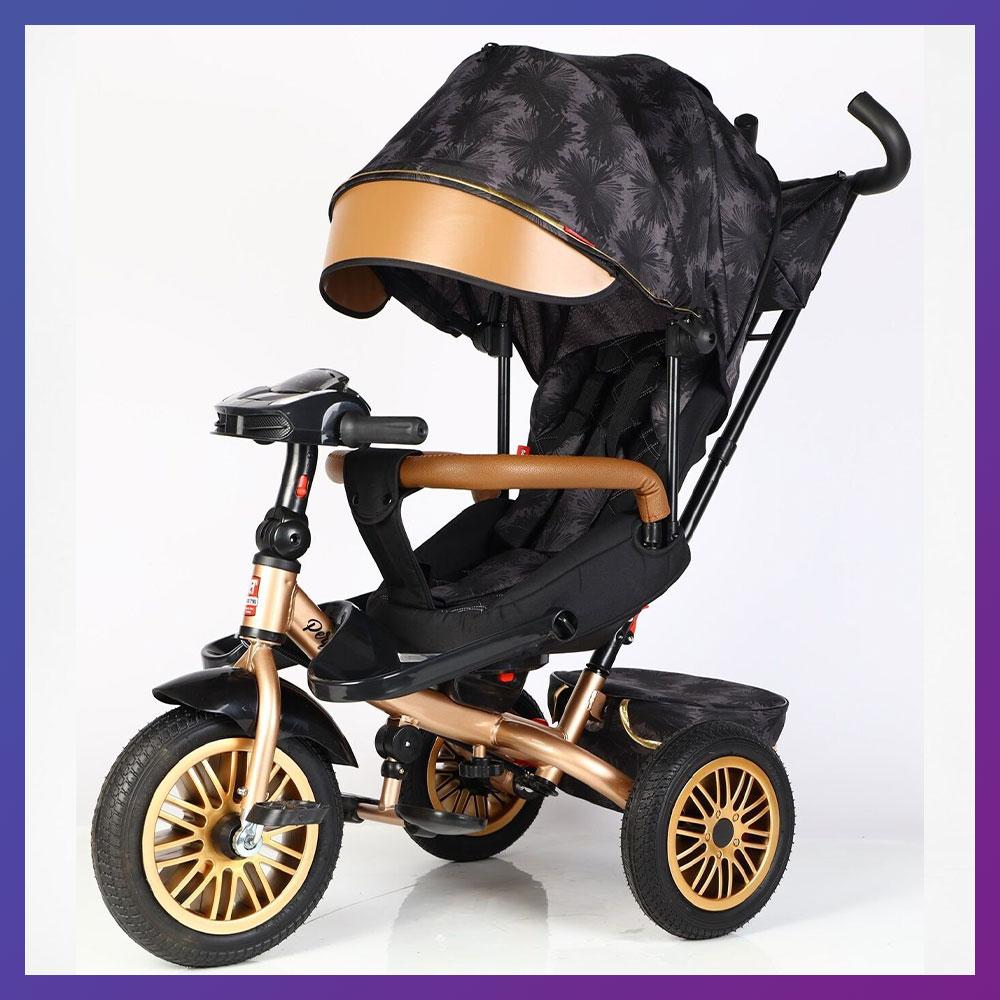 Дитячий триколісний велосипед-коляска Best Trike Perfetto 8066 / 380-29 з батьківською ручкою Золотистий, фото 1