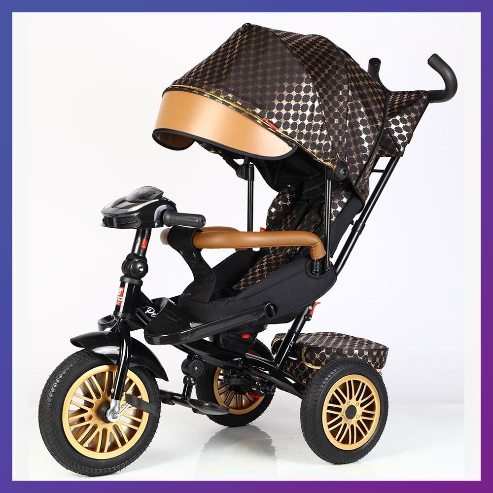 Дитячий триколісний велосипед-коляска Best Trike Perfetto 8066 / 515-09 з батьківською ручкою Золотистий, фото 1