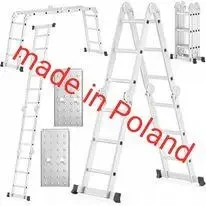 Багатофункціональна шарнірна алюмінієва драбина 4x3 HIGHER ML-103A, з платформою, фото 1