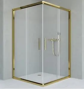 Душова кабіна Aquanil INDIANA GOLD 80х80х190 см без піддону золото прозоре скло 6 мм розсувні двері