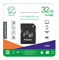 Карта пам'яті microSDHC 32Gb T&G, Class10 UHS-I U1, SD адаптер (TG-32GBSD10U1-01)