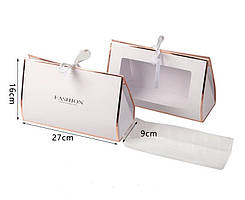 Сумка для квітів біла самозбірна з пластиковою вставкою 16х27х9 см