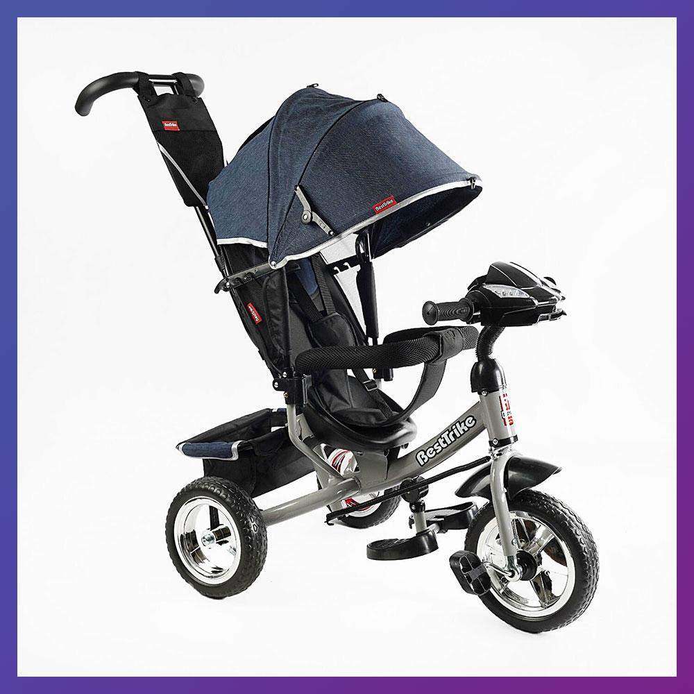 Дитячий триколісний велосипед — коляска Best Trike 6588 / 60-714 з батьківською ручкою Синій, фото 1