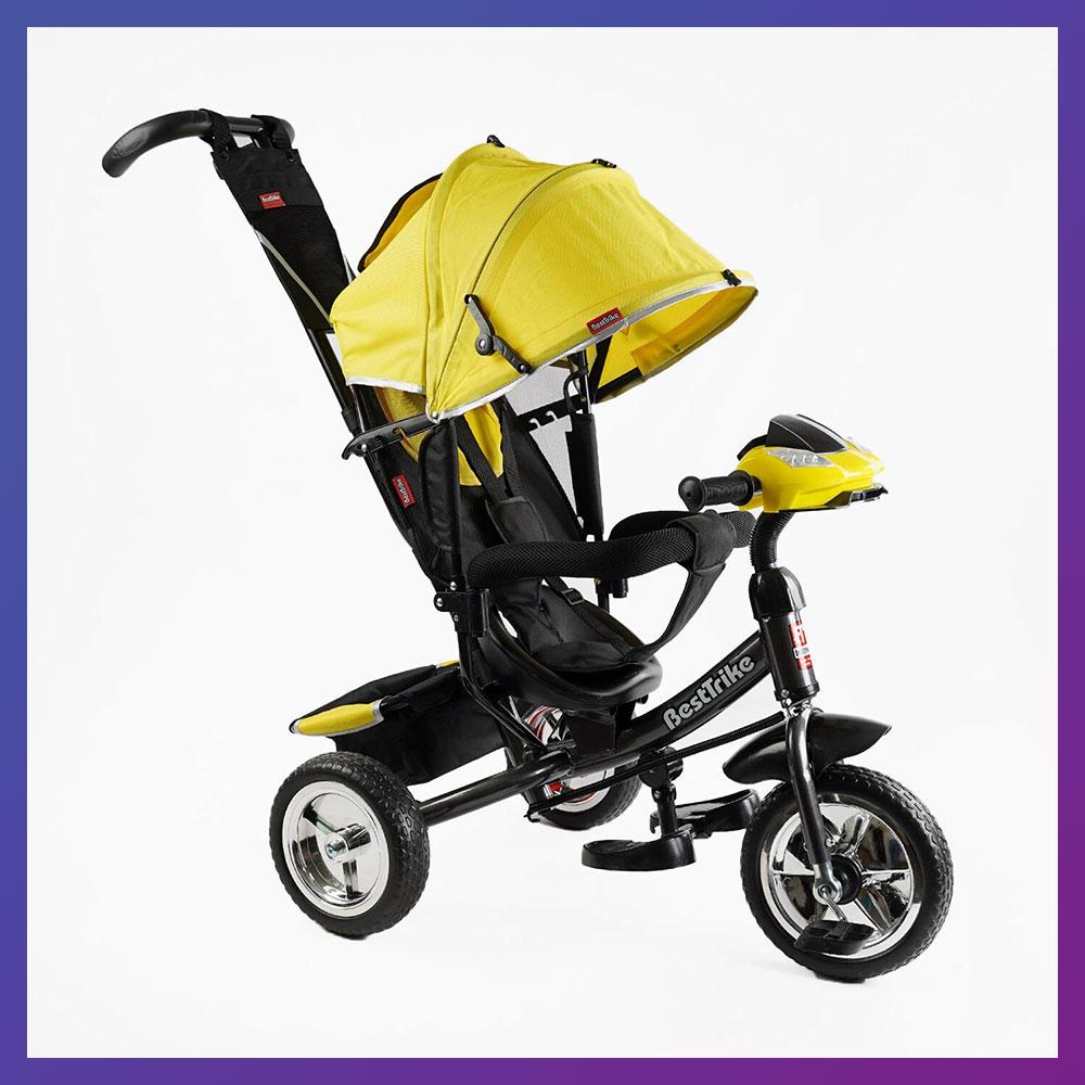 Дитячий триколісний велосипед — коляска Best Trike 6588 / 62-119 з батьківською ручкою Жовтий, фото 1