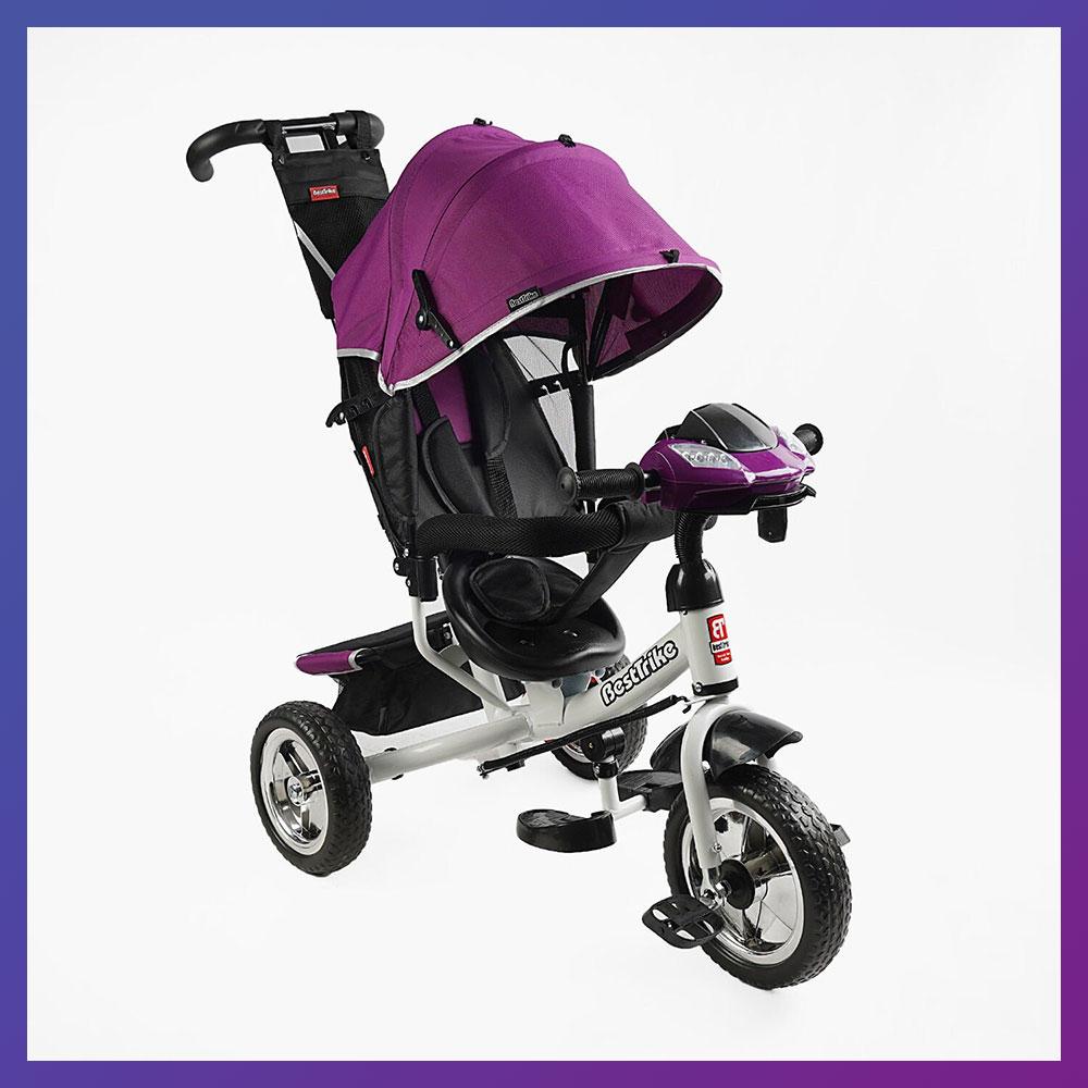 Дитячий триколісний велосипед-коляска Best Trike 6588 / 62-192 з батьківською ручкою Фіолетовий, фото 1