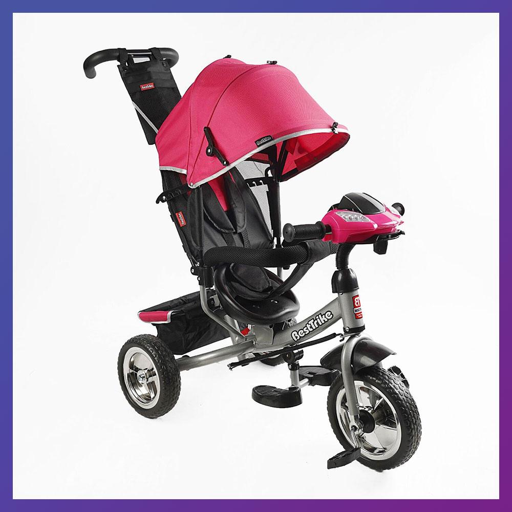 Дитячий триколісний велосипед — коляска Best Trike 6588 / 69-732 з батьківською ручкою Рожевий, фото 1